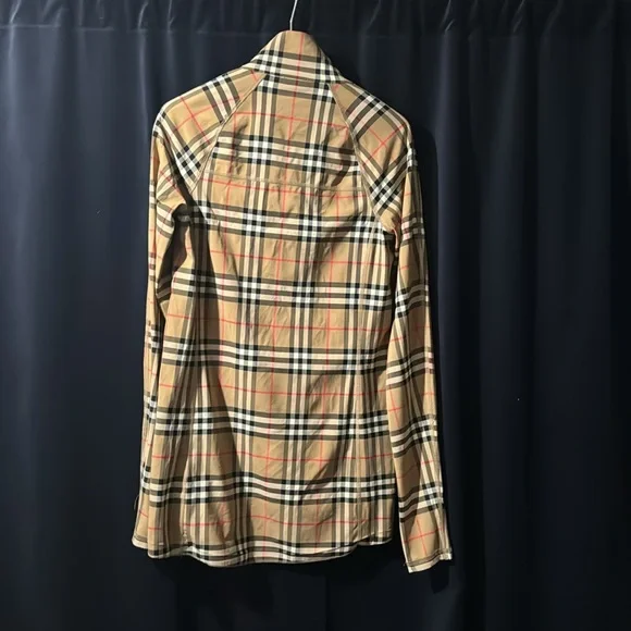 Burberry Plaid Print Mock Neck Top